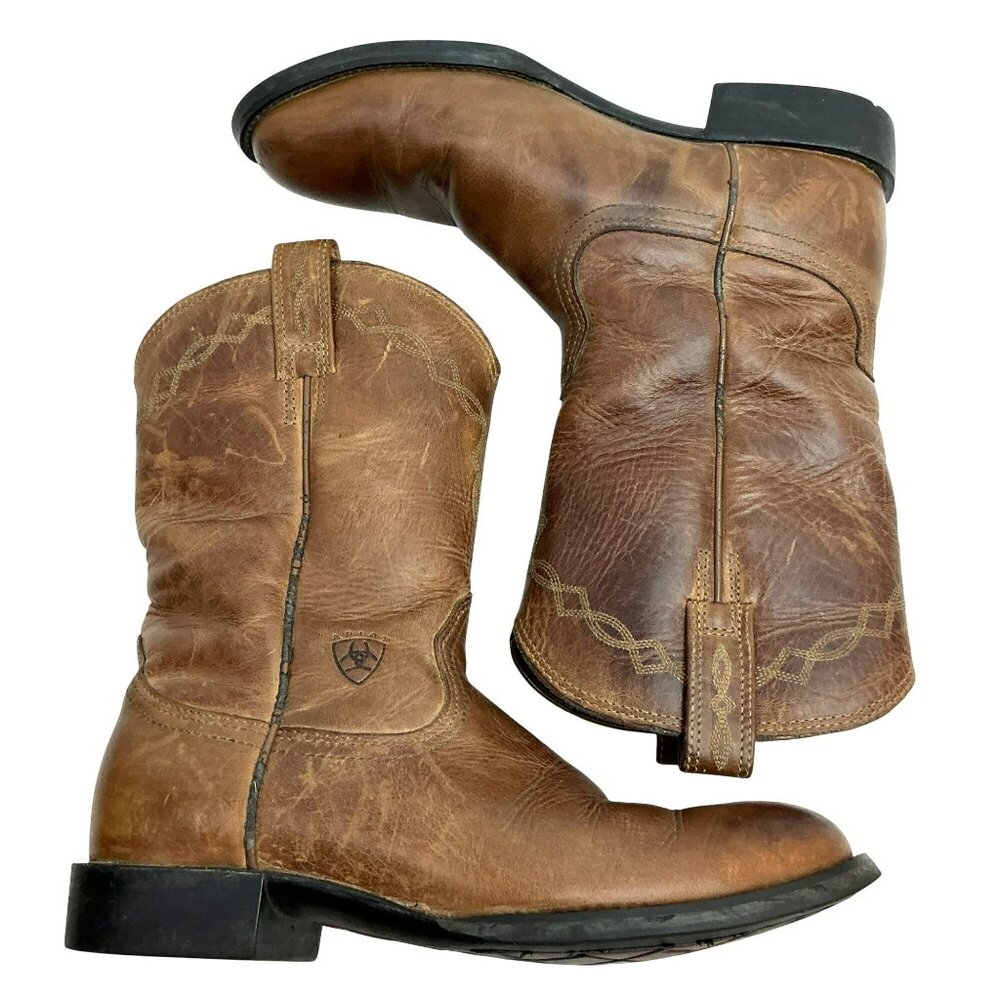 Ariat Heritage Roper Western Leather Cowboy Boots Womens 8B Brown - Picture 4 of 15